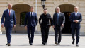 Friedrich Merz, Emmanuel Macron, Volodimir Zelenski, Keir Starmer și Donald Tusk la Kiev.