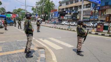 Security forces stand guard in Srinagar, India, 11 May 2025