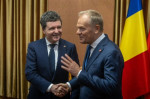 Nicușor Dan a fost întâmpinat la sediul guvernului de la Varșovia de premierul polonez Donald Tusk
