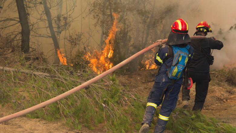 Pompierii greci se antrenează pentru stingerea incendiilor de vegetaţie din acest sezon. Aproape 10.000 de incendii au fost anul trecut