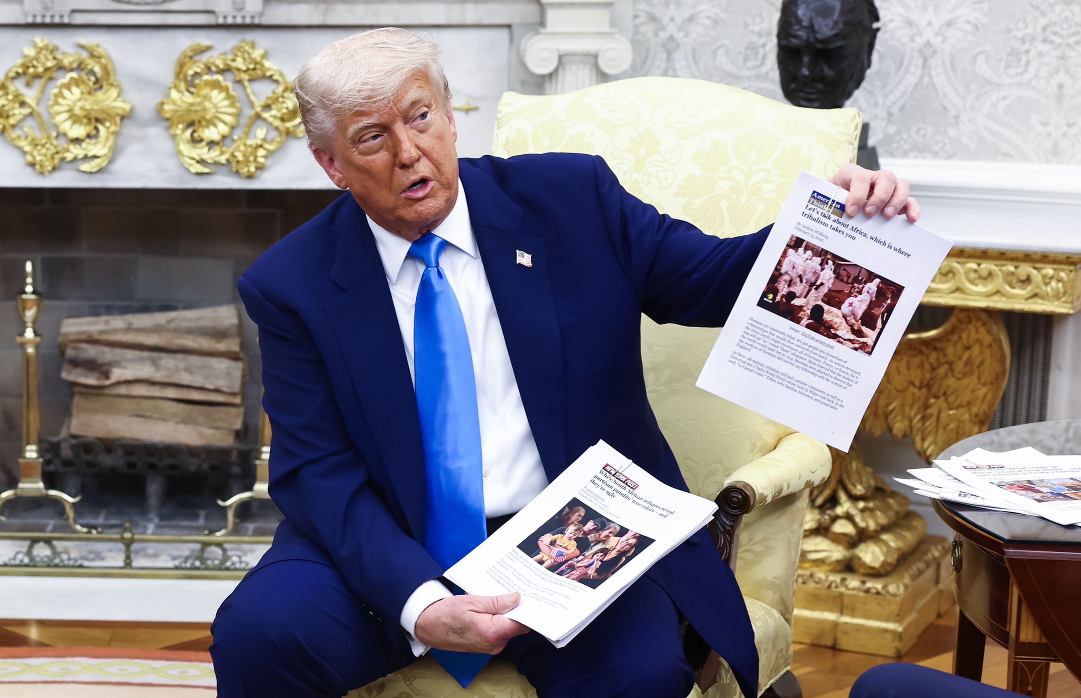 Fake news la Casa Albă: o imagine prezentată de Trump lui Ramaphosa este din filmări Reuters făcute în Congo, nu din Africa de Sud
