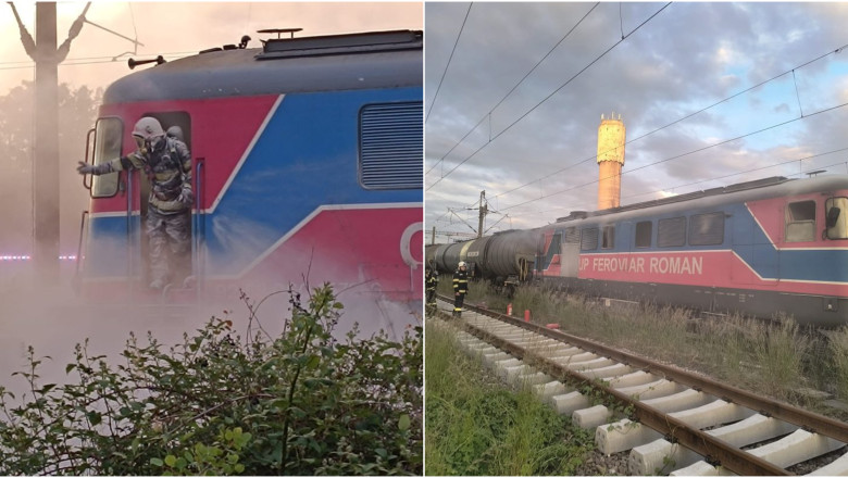 Incendiu la locomotiva unui tren cu 36 de vagoane care transportă țiței. Au intervenit pompierii din Prahova
