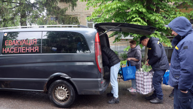 Evacuation transit centre in Kharkiv, Ukraine - 12 May 2025