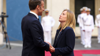 Politics: Meeting between the Italian Prime Minister Giorgia Meloni and the President of the French Republic Emmanuel Macron