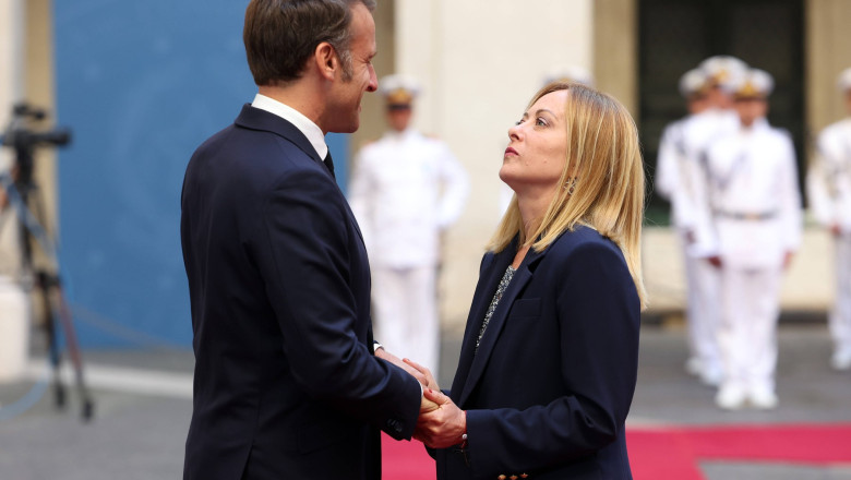 Politics: Meeting between the Italian Prime Minister Giorgia Meloni and the President of the French Republic Emmanuel Macron