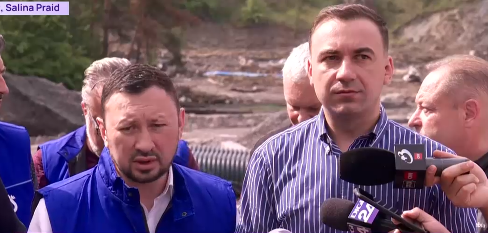 Ministrul Mediului, aflat la Praid: „Nimic nu poate garanta că nu vom avea din nou ploi abundente, viituri”. Avertismentul lui Fechet
