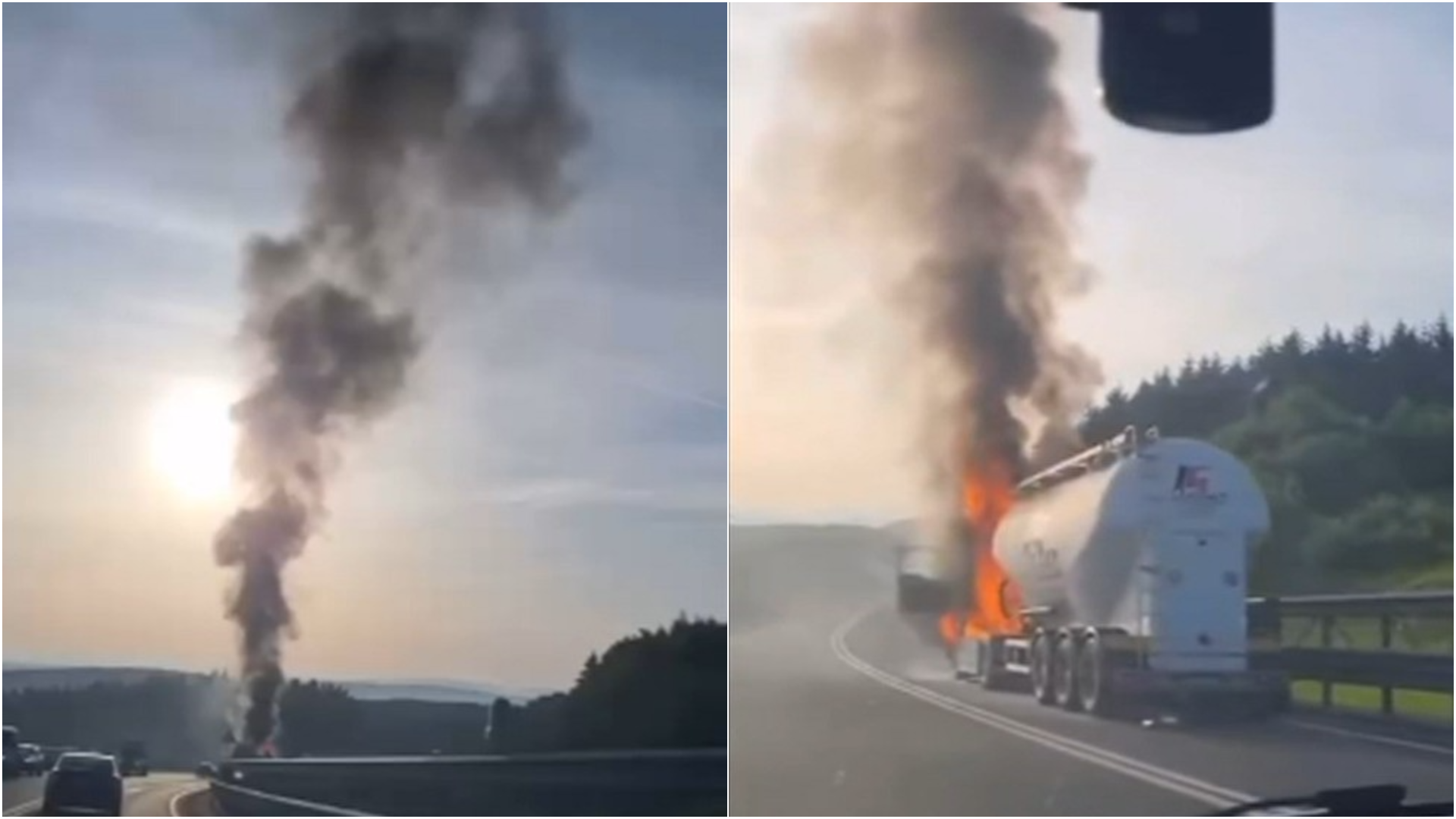 Camion cu ciment cuprins de flăcări în Cluj. Incendiul a izbucnit la cabina vehiculului