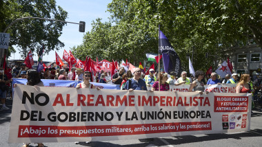 Sumar, Podemos And IU Support A Demonstration In Madrid In Opposition To Rearmament..