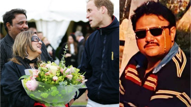 Muhammed Hafeez, soția lui și Prințul William la un eveniment organizat de un club de polo din Marea Britanie