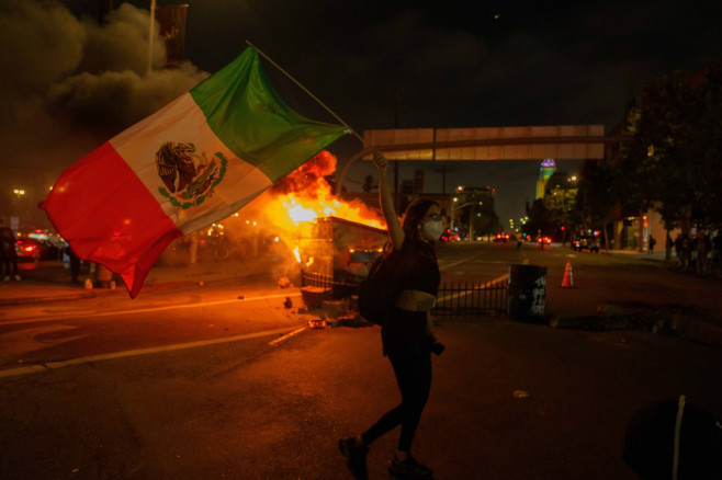 Protests Outside Federal Building In Downtown Los Angeles Turn Into Running Clashes With Law Enforcement