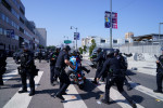 Protests Outside Federal Building In Downtown Los Angeles Turn Into Running Clashes With Law Enforcement