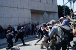 Protests Outside Federal Building In Downtown Los Angeles Turn Into Running Clashes With Law Enforcement