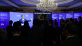 Delegații urmăresc pe ecran discursul secretarului american al Apărării, Pete Hegseth, în cadrul primei sesiuni plenare intitulate „Noile ambiții ale Statelor Unite pentru securitatea Indo-Pacificului”, în cadrul celei de-a 22-a ediții a Dialogului Shangri-La. Foto: Yong Teck Lim/Getty Images