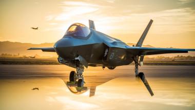 The,Sun,Sets,Behind,An,Australian,F-35a,Lighting,Ii,At
