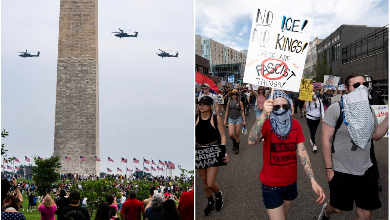 VIDEO&FOTO  Cum a arătat parada militară desfășurată la Washington sub comanda lui Trump. Proteste în SUA, într-o perioadă de divizare în societate