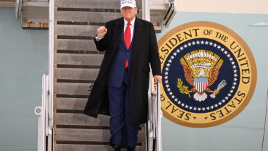 President Trump Fist Pumps Upon Arrival In Canada For G7 Summit - 15 Jun 2025