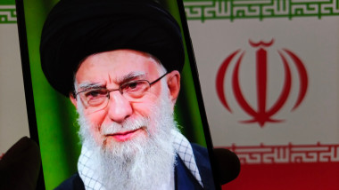 A,Smartphone,Displaying,Iran's,Supreme,Leader,,Ayatollah,Ali,Khamenei,,With