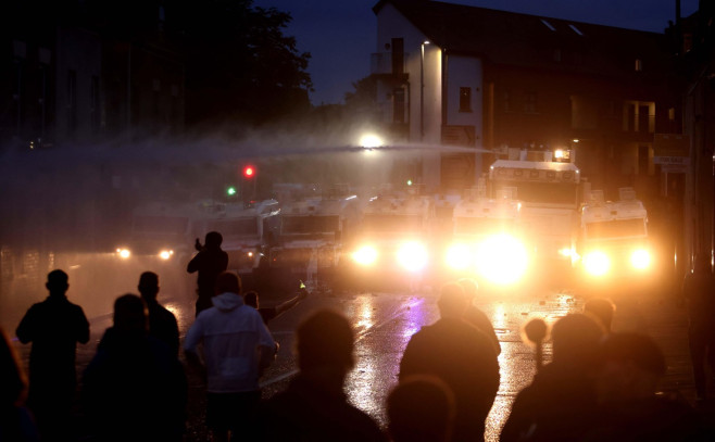 Ballymena, Northern Ireland 11th Jun 2025. Riot police on the streets of Ballymena Co Antrim as tesions rise after riots in recent days. Pic Steven McAuley