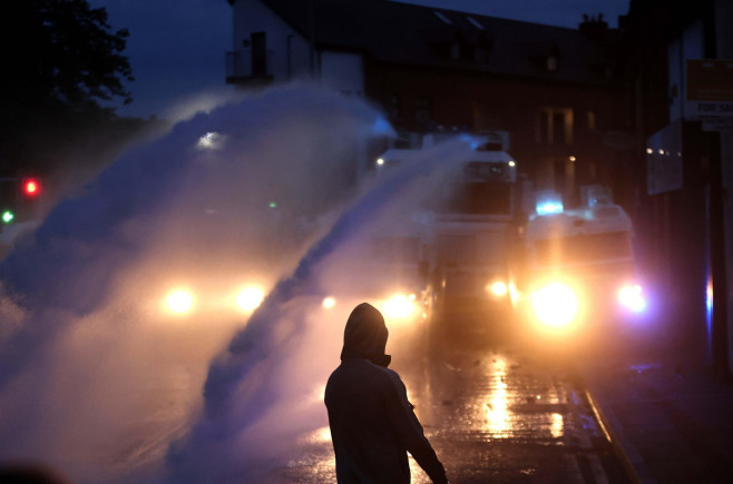 Ballymena, Northern Ireland 11th Jun 2025. Riot police on the streets of Ballymena Co Antrim as tesions rise after riots in recent days. Pic Steven McAuley