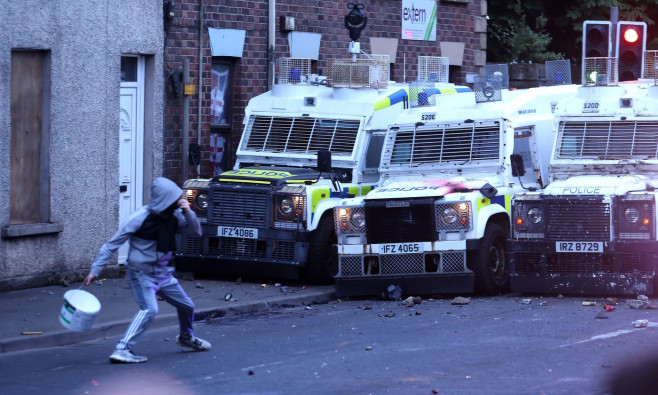 Ballymena, Northern Ireland 11th Jun 2025. Riot police on the streets of Ballymena Co Antrim as tesions rise after riots in recent days. Pic Steven McAuley