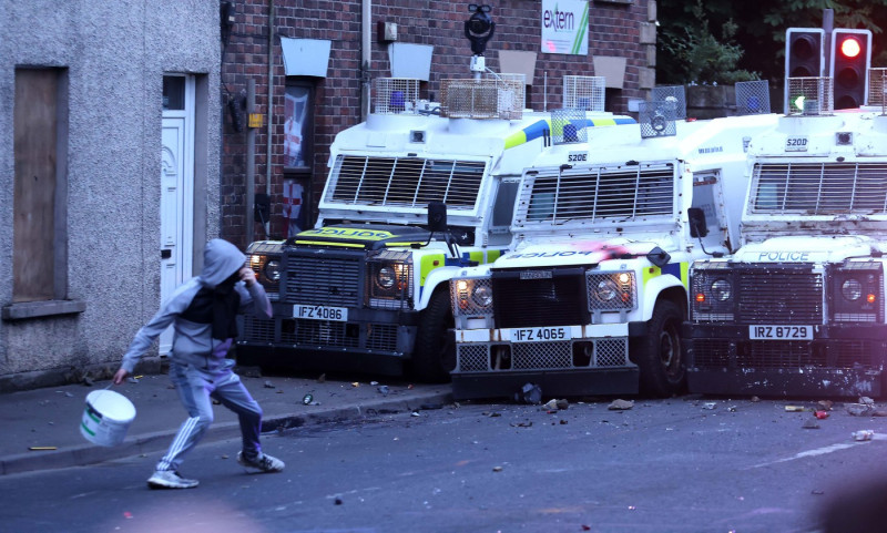 Ballymena, Northern Ireland 11th Jun 2025. Riot police on the streets of Ballymena Co Antrim as tesions rise after riots in recent days. Pic Steven McAuley