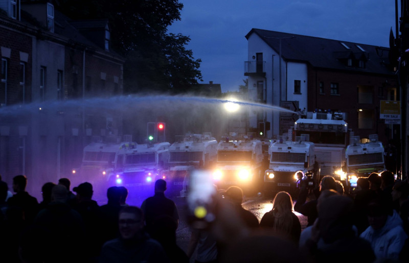 Ballymena, Northern Ireland 11th Jun 2025. Riot police on the streets of Ballymena Co Antrim as tesions rise after riots in recent days. Pic Steven McAuley