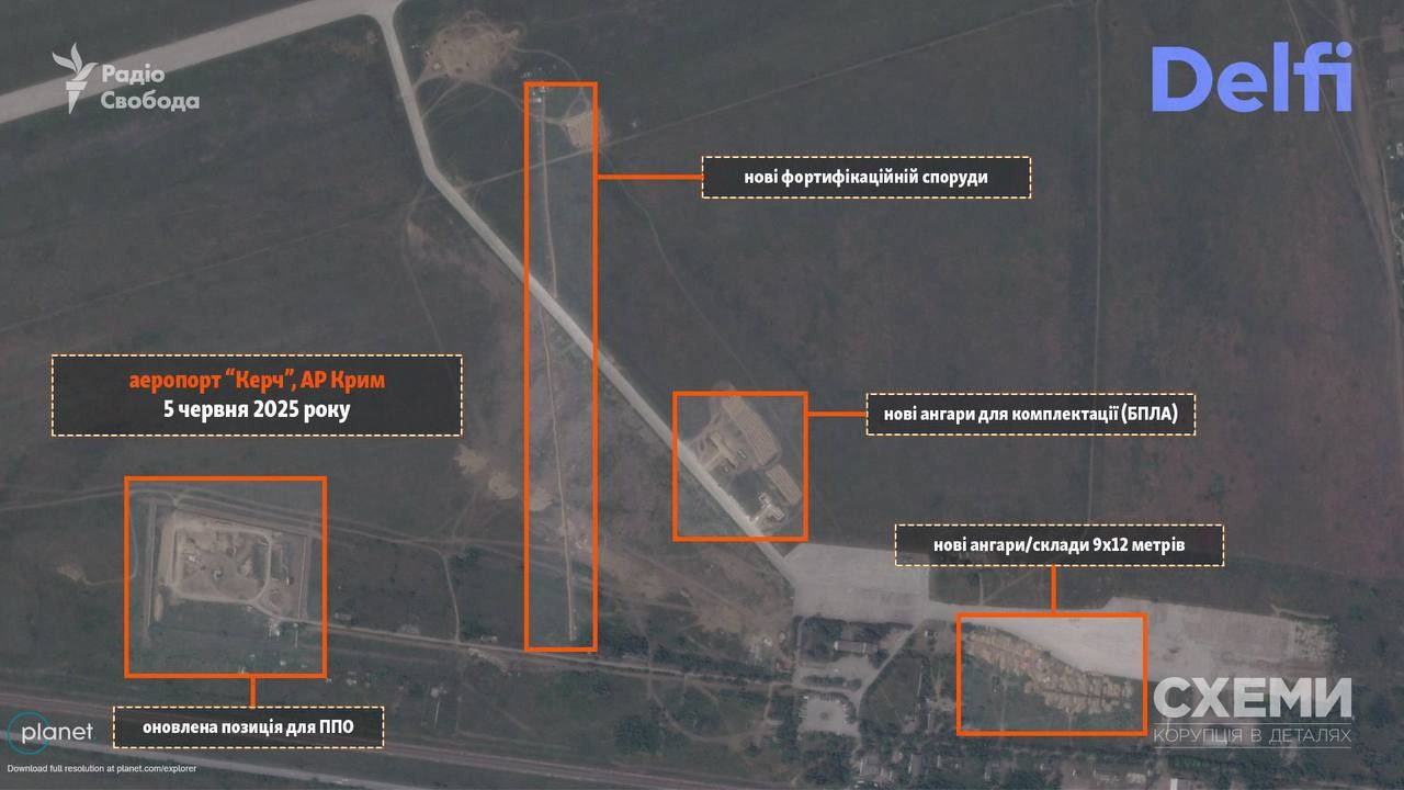 Aeroportul civil din Kerci va fi transformat în unul militar, destinat lansării de drone. Ce arată lucrările de amploare ale rușilor
