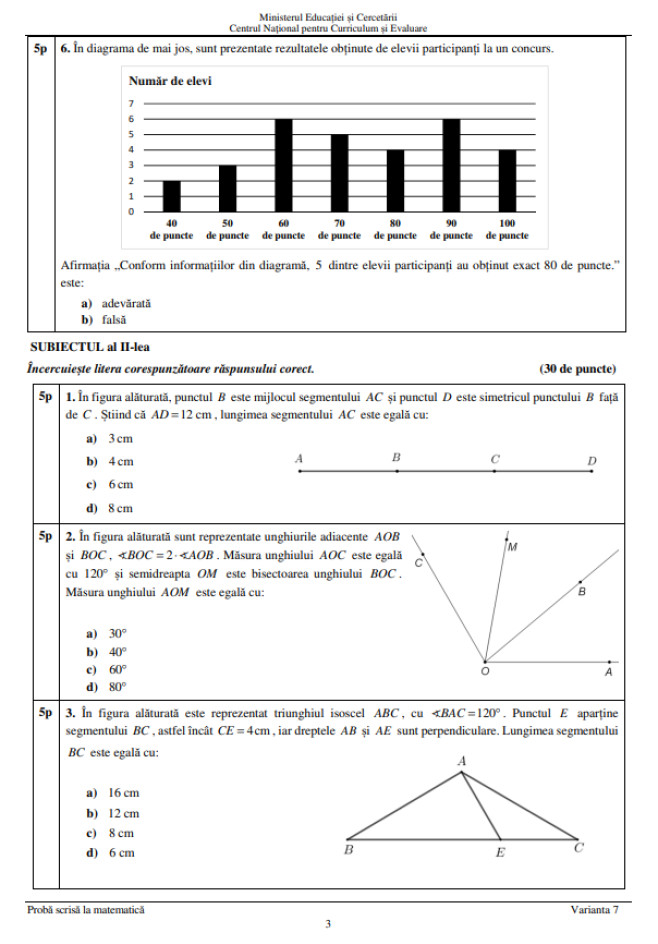 Subiecte matematică, Evaluarea Națională 2025, pagina 3
