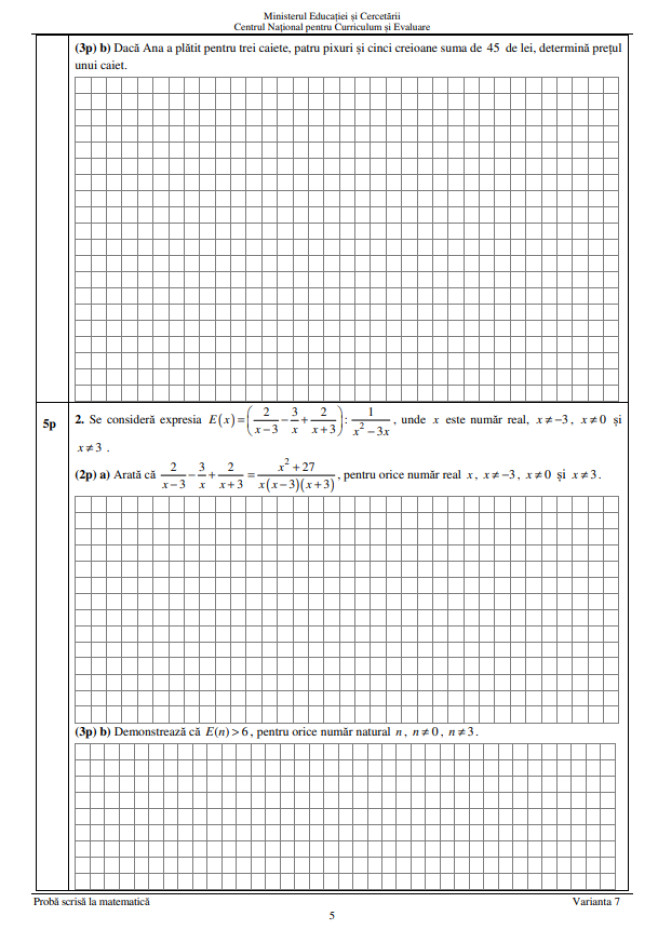 Subiecte matematică, Evaluarea Națională 2025, pagina 5