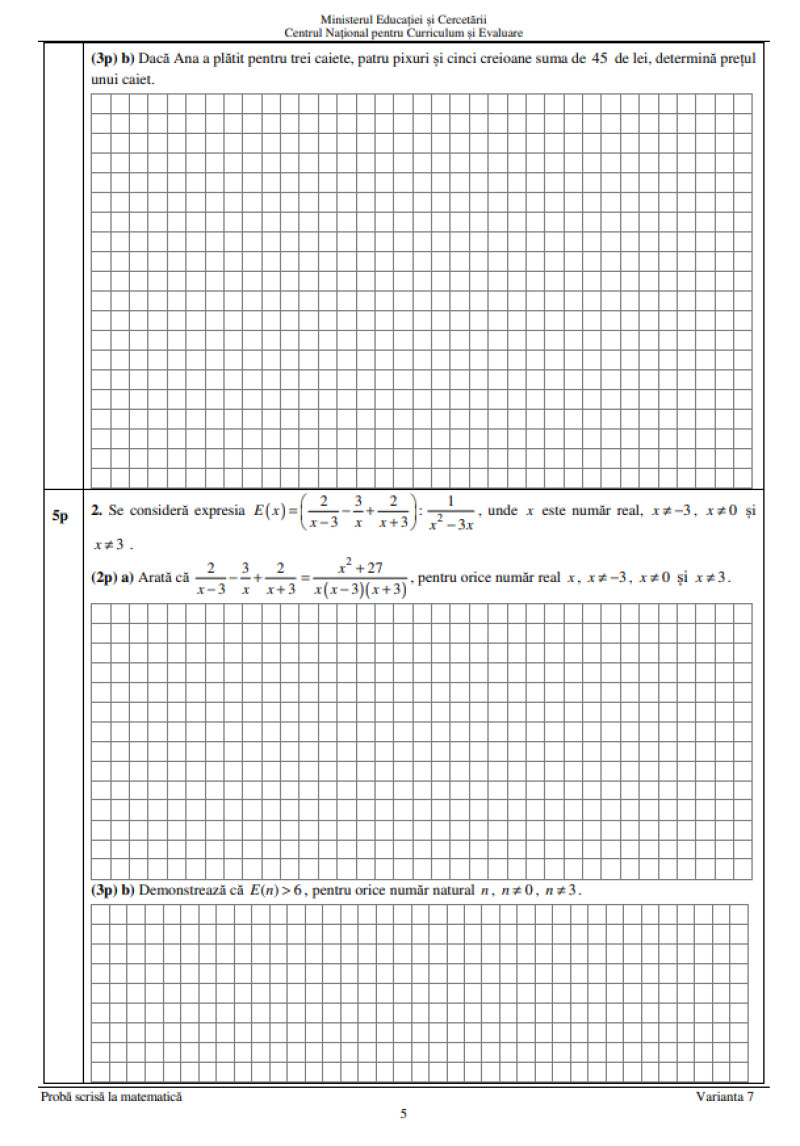 Subiecte matematică, Evaluarea Națională 2025, pagina 5
