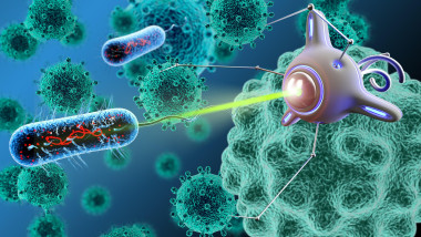 Nano robot 3D render. Medical concept future.