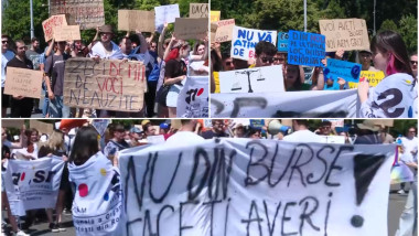 colaj foto protest studenti in pta victoriei