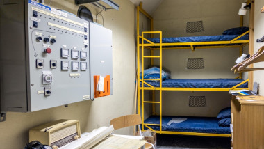 Katrineholm, Sweden-June 6, 2017: the Green hill Nuclear bomb/fallout shelter underneath City hall in Katrineholm