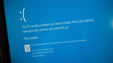A Windows 10 'blue screen of death' (BSOD) crash message (in November 2018).