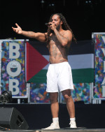 Previously unissued photo dated 28/6/2025 of Bob Vylan performing on the West Holts Stage, during the Glastonbury Festival at Worthy Farm in Somerset. Glastonbury Festival has said it is "appalled" by the statements made by Bobby Vylan, of punk duo Bob Vy
