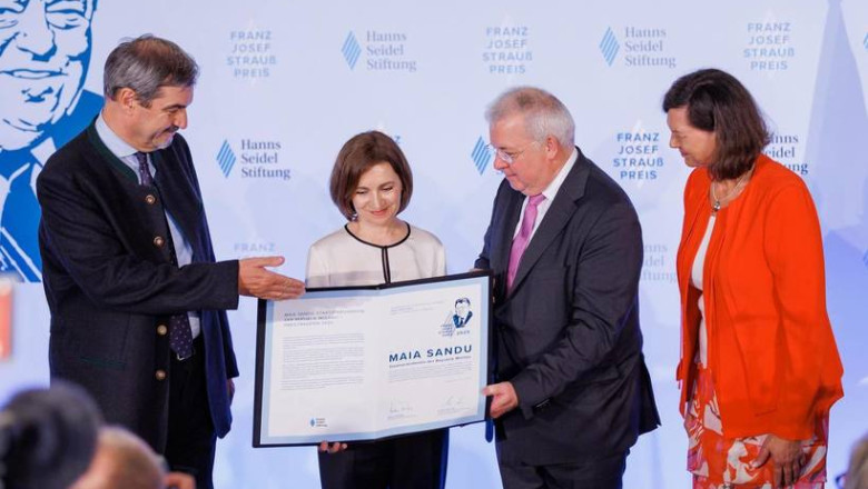 Maia Sandu a primit în Germania Premiul Franz Josef Strauss. A decis să doneze suma de bani care însoţeşte distincția
