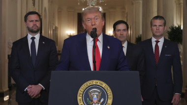 U.S. President Donald Trump delivers an address to the nation at the White House in Washington, following U.S. strikes on Iran's nuclear facilities.