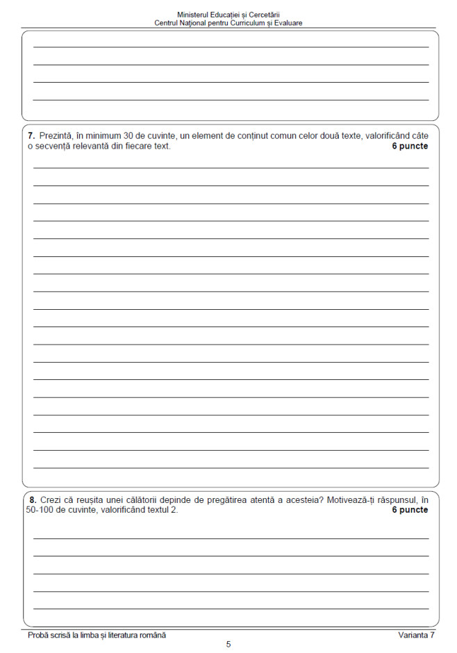 Subiecte Evaluare Națională, limba și literatura română, pagina 5