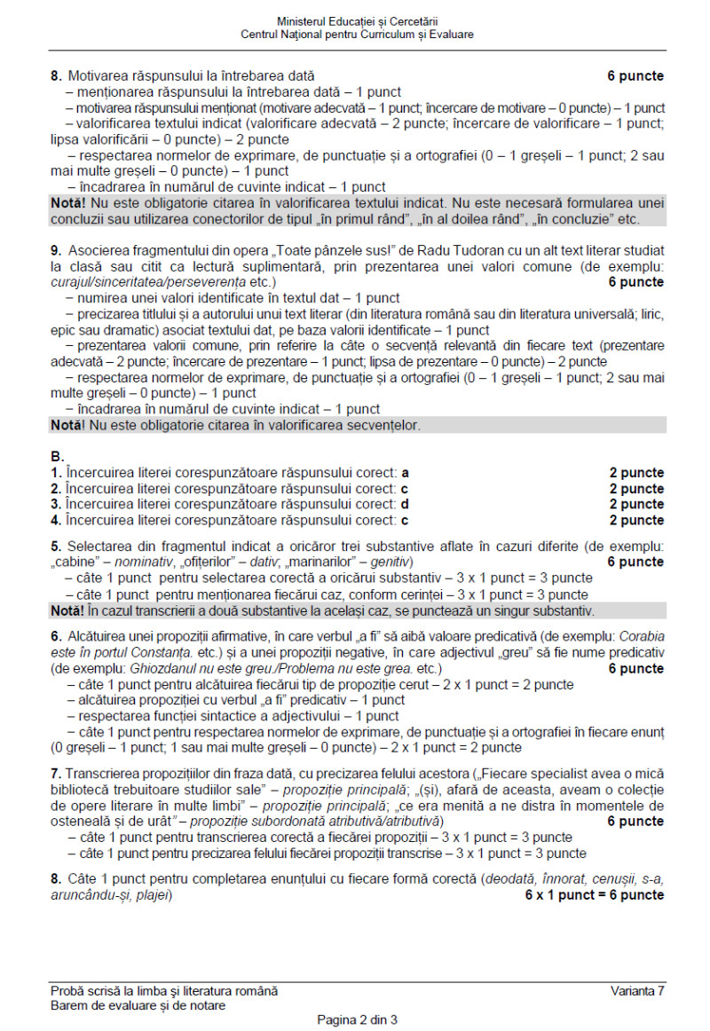 Barem de corectare la limba română, pagina 2