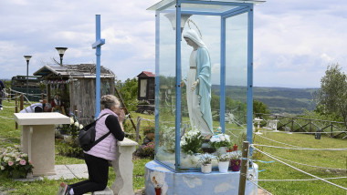 Italy, Trevignano. The statue of the Madonna of Trevignano. For almost five years, the Madonna of Trevignano has been crying tears of blood, on the 3rd of each month