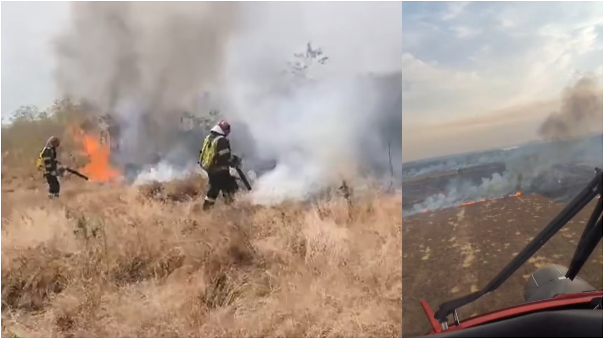 Incendii puternice de vegetație în România: 1.000 de hectare de teren au ars în Tulcea. Intervenție cu elicoptere Black Hawk