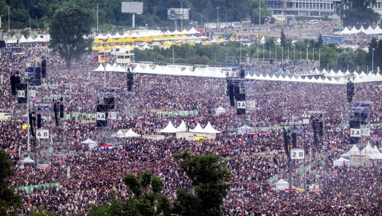 Croatia, Zagreb, 050725. A historic concert by Marko Perkovic Thompson at the Hipodrom, attended by almost half a millio