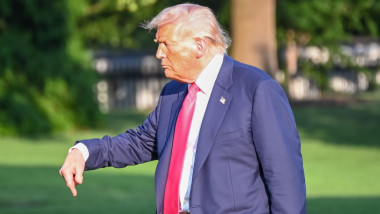 President Donald Trump Exits Marine One With Animated Gestures At The White House ? 15 Jul 2025