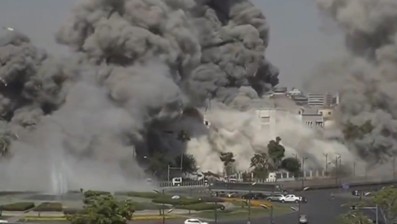 VIDEO  Momentul în care Israelul bombardează Ministerul Apărării din Damasc a fost surprins în direct de către o televiziune