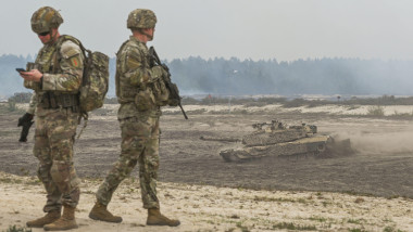 American soldiers seen during a high-intensity ANACONDA-23 training session at the Nowa Deba training ground, Poland. Credit: ASWphoto/Alamy Live News