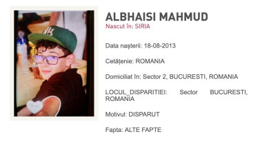 Dispariția unui băiat de 11 ani, Albhaisi Mahmud. Foto- captur Poliția Română