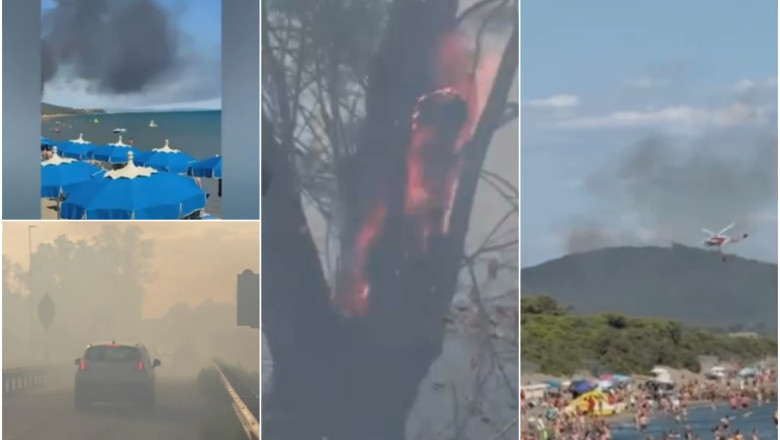   Video  Incendii puternice de vegetație într-o zonă turistică din Italia. Sute de oameni au fost evacuați 