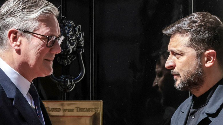 Keir Starmer și Volodimir Zelenski.