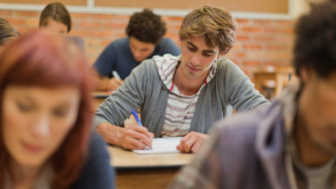 Students working in class