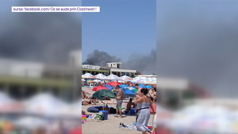 VIDEO  Panică pentru turiști, la Costinești: un incendiu de vegetație a izbucnit lângă plajă